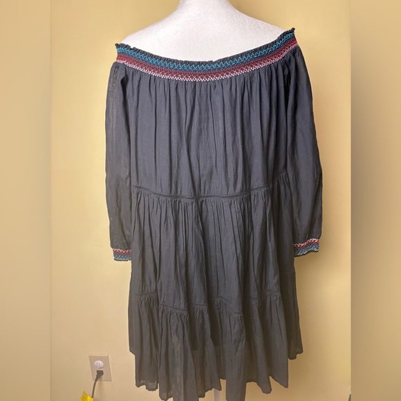 Free People Sunbeam Mini Dress Off Shoulder Embroidered Size Medium - Picture 2 of 5